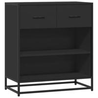 Dressoir 68x35x76 cm bewerkt hout zwart - thumbnail