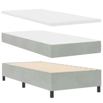 Boxspringbed met matras fluweel lichtgrijs 100x200 cm