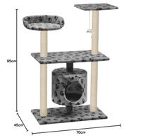 Kattenkrabpaal met sisal krabpalen 95 cm pootafdrukken grijs - thumbnail