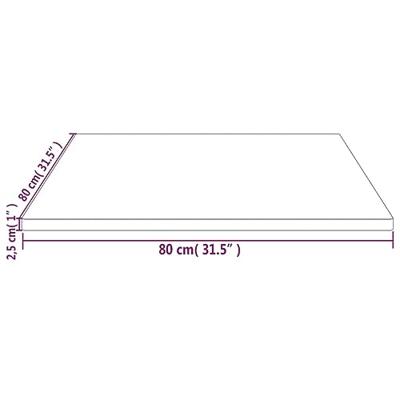 Tafelblad vierkant 80x80x2,5 cm massief grenenhout wit