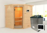 Karibu | Elea Sauna met Dakkraag | Kachel 9 kW Externe Bediening - thumbnail