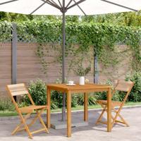 Bistrostoelen 2 st massief acaciahout en polypropeen beige - thumbnail