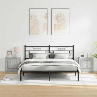 Nachtkastje met 2 pcs Grijs 44 x 34,5 x 45 cm Bewerkt hout