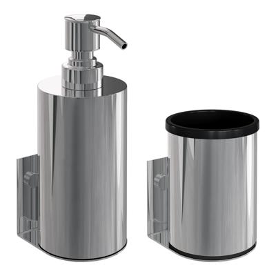 Zeepdispenser en Beker BRAUER Model A Incl. Wand Ophanging en Magnetisch opzetvlak Chroom