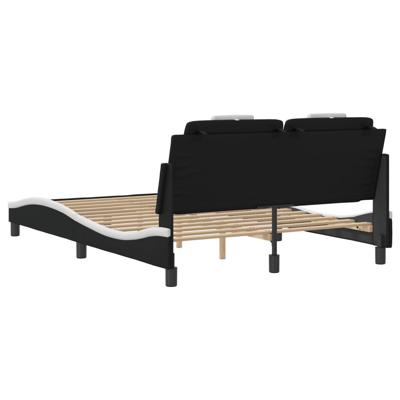 Bedframe "Viana" zonder matras kunstleer zwart en wit 140x190 cm
