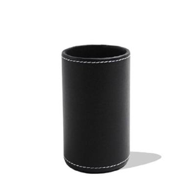 Faux leder lederen Penholder Desk supplies organisator (zwart)