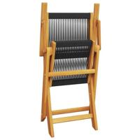 Tuinstoelen 2 st massief acaciahout en polypropeen zwart - thumbnail