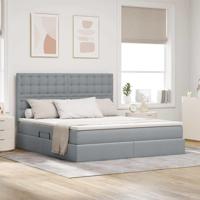 Opslag bed met matras Lichtgrijs 160 x 200 cm Nep Leer - thumbnail