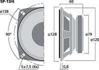 Monacor SP-13/4 5 inch 12.8 cm Breedband-luidspreker 20 W 4 Ω - thumbnail
