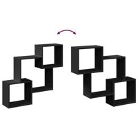 Wandkast 78x18x71 cm bewerkt hout zwart - thumbnail