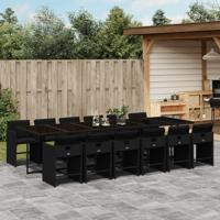 13-delige Tuinset met kussens poly rattan zwart - thumbnail