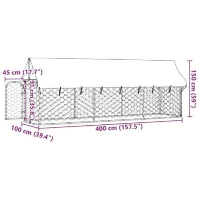 VidaXL Hondenkennel voor buiten met dak 400x100x150 cm - thumbnail