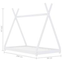 Kinderbedframe massief grenenhout wit 90x200 cm - thumbnail