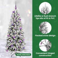 VidaXL Kunstkerstboom wit 150 cm pvc en plastic en staal en pe - thumbnail