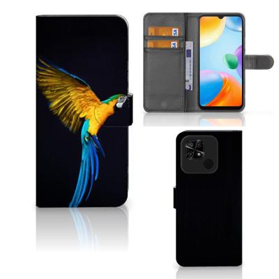 Xiaomi Redmi 10C | Telefoonhoesje | Met pasjeshouder | Papegaai