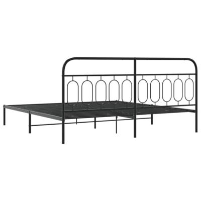 Bedframe met hoofdbord metaal zwart 200x200 cm Bedframe met hoofdbord metaal zwart 200x200 cm