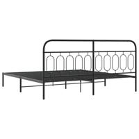 Bedframe met hoofdbord metaal zwart 200x200 cm - thumbnail