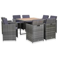 vidaXL 9-delige Tuinset met kussens poly rattan antraciet - thumbnail