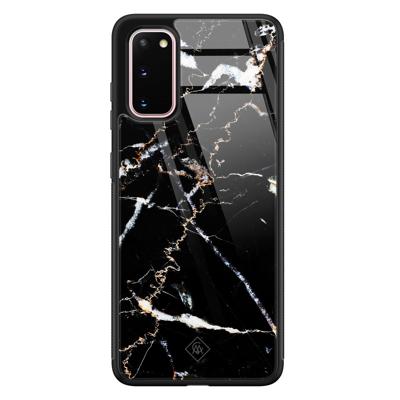 Samsung Galaxy S20 glazen hardcase - Marmer zwart Samsung Galaxy S20 glazen hardcase - Marmer zwart