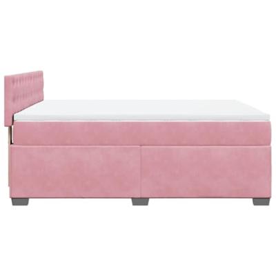 Boxspring met matras fluweel roze 160x200 cm