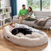InnovaGoods® Cloft Hondenbed, groot hondenbed, polyesterweefsel, anti-stress bed voor middelgrote honden, maximale ontspanning en rust, hondenbed met afneembare en wasbare hoes, beige - thumbnail