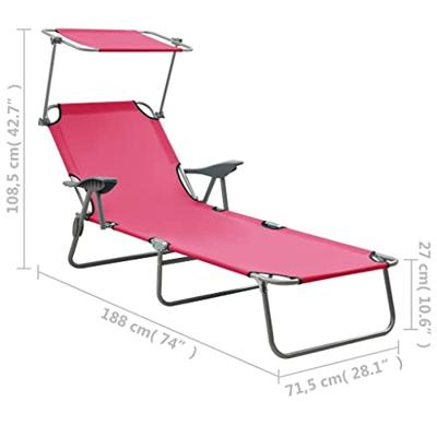 Ligbed met luifel staal roze - thumbnail