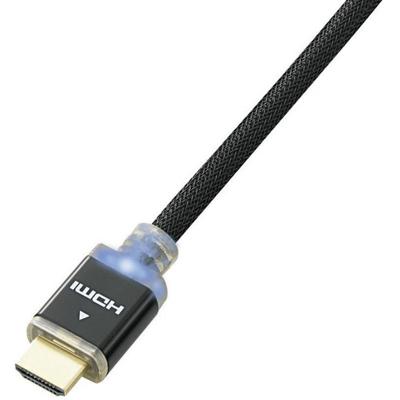 SpeaKa Professional SP-7870028 HDMI-kabel HDMI Aansluitkabel HDMI-A-stekker, HDMI-A-stekker 3.00 m Zwart 4K UHD, Audio Return Channel (ARC), Gesleeved, Met LED