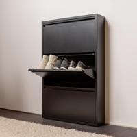 WOOOD Schoenenkast 'Sabine' 3-laags, 103 x 66cm, kleur Zwart - thumbnail