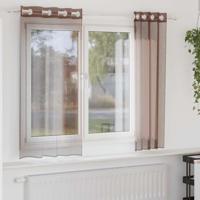 Gordijnen voile met doorvoertules 2 st 140x175 cm bruin - thumbnail