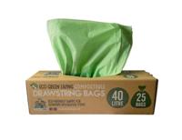 Eco Green Living Composteerbare afvalzakken 40 liter - met trekkoord - 25 stuks - thumbnail