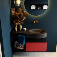 MONDIAZ RIVA 100cm badmeubel onderkast / planchet kleur Fire met 1 lade. Wastafel DULCET rechts 0 kraangaten kleur Urban. - thumbnail