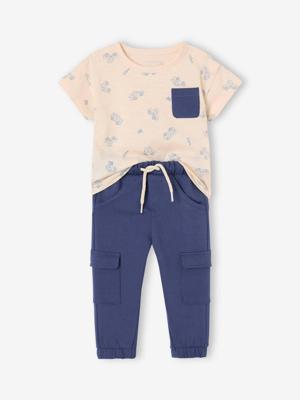 T-shirt en broek set van fleece voor baby indigoblauw