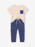 T-shirt en broek set van fleece voor baby indigoblauw - thumbnail