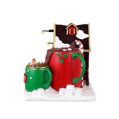 Lemax hot chocolate spa verlicht kersthuisje Santa&apos;s Wonderland 2023