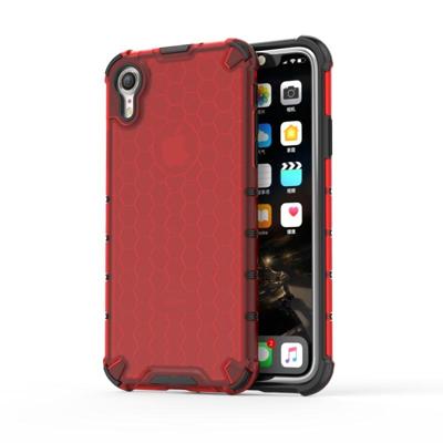 Schokbestendige honingraat PC + TPU beschermhoes voor iPhone XR (rood)