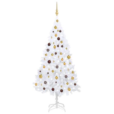 VidaXL Kunstkerstboom met verlichting en kerstballen 180 cm pvc wit