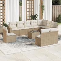 11-delige Tuinset met kussens poly rattan beige - thumbnail