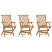 Tuinstoelen 3 st inklapbaar massief teakhout - thumbnail