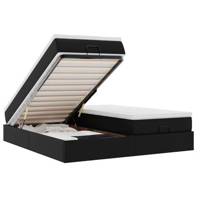 Ottoman bed met matrassen 180x200cm kunstleer zwart