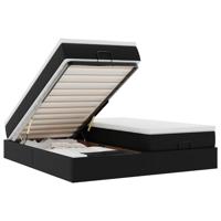 Ottoman bed met matrassen 180x200cm kunstleer zwart - thumbnail