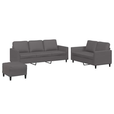 2-delige Loungeset met kussens kunstleer grijs - thumbnail