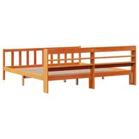 Bedframe met hoofdbord massief grenenhout wasbruin 200x200 cm - thumbnail