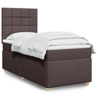 Boxspring met matras stof donkerbruin 90x190 cm - thumbnail