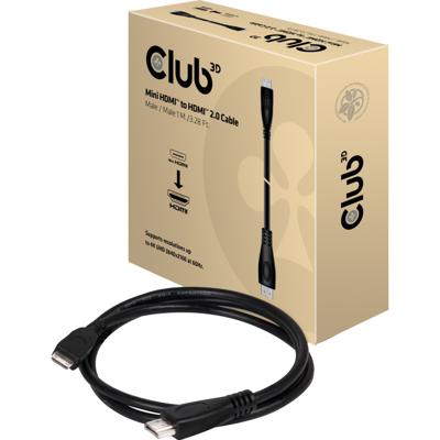club3D CAC-1350 HDMI-kabel HDMI Aansluitkabel HDMI-mini-C-stekker, HDMI-A-stekker 1.00 m Zwart 4K UHD