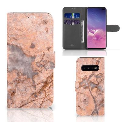 Samsung Galaxy S10 Plus | Bookcase | Marmer Oranje
