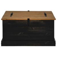 Opbergkist HALDEN zwart 91x91x47 cm massief grenenhout - thumbnail