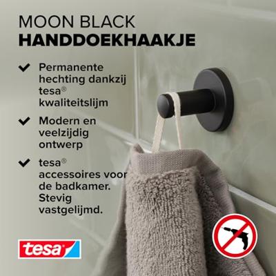 tesa MOON BLACK Handdoekhaak Lijm Metaal