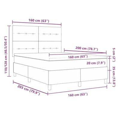 Boxspringbed met matras Lichtgrijs 160 x 200 cm Stof