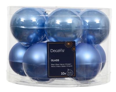 Kerstballen glas d6 cm sky blauw 10 st Decoris - Decoris