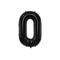 Folieballon Cijfer 0 Zwart (86cm) - thumbnail